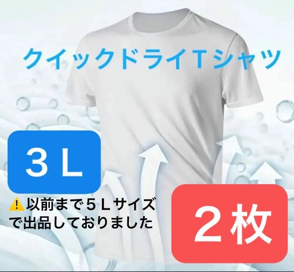 白3Lサイズ2枚 速乾クイックドライTシャツ スピードドライTシャツ ホワイト XXL