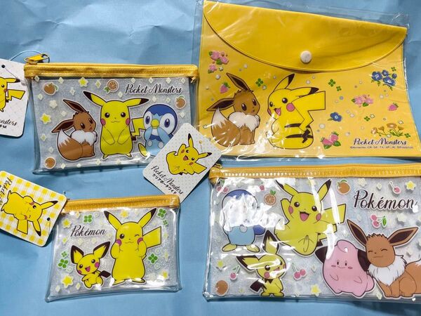 ポケモン ピカチュウ イーブイ ピチュー ポッチャマ A5スナップケース クリアポーチ フラットポーチ ポケットモンスター