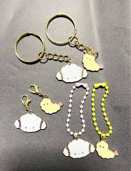 こぎみゅん&エビちゃん 6個組 ミニチャーム キーホルダー ボールチェーン サンリオ 6個セット マスクチャーム カバンアクセサリ