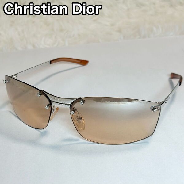 Christian Dior ディオール サングラス 度なし ブラウン リムレス 眼鏡 クリスチャンディオール