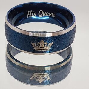 His Queen 王冠付き指輪 ブルー メンズ