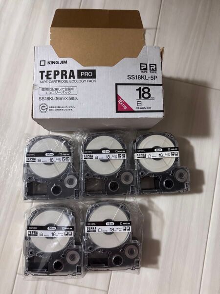 テプラ PRO テープカートリッジ 白ラベル 黒文字 18mm SS18KL キングジム テプラPRO 白