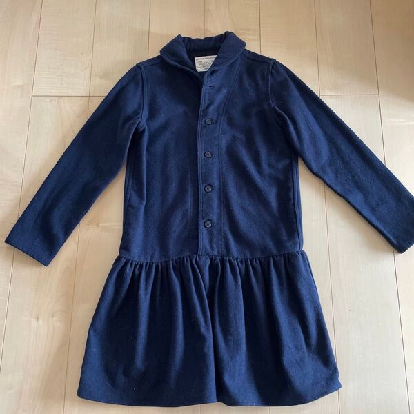 BEAMS BOY/ビームス ボーイ ウール ネイビー長袖膝丈ワンピース
