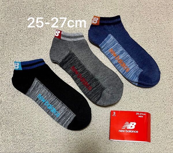 newbalance 靴下 25-27cm 3足 ニューバランス メンズ スニーカーソックス ソックス ロゴ