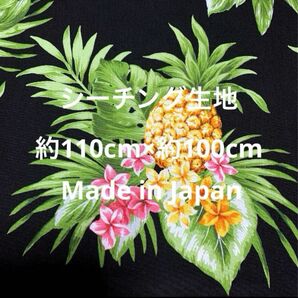 ハワイアン・プルメリア・パイナップル柄シーチング生地・約110cm×約100cm