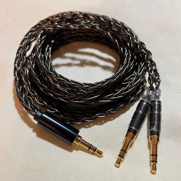 【美品】OPENHEART 8コア ヘッドフォンケーブル 3.5mm to 3.5mm×2 / 2m