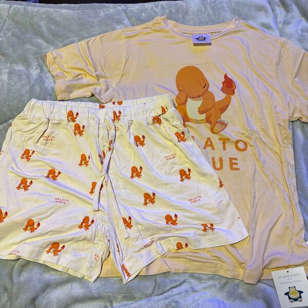 ジェラートピケ ポケモンスリープ ヒトカゲ 接触冷感プリントTシャツ&ショートパンツセット ルームウェア