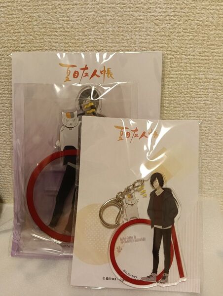 夏目友人帳 マルイ限定 描き下ろしイラスト 的場静司 ニャンコ先生 アクリルスタンド アクリルキーホルダー 2点セット