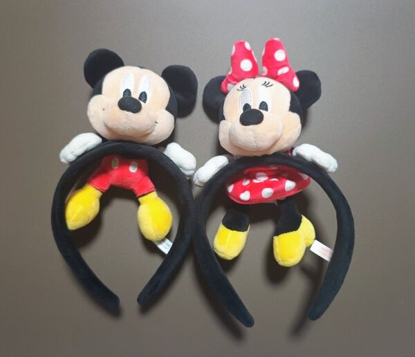 即日発送 ディズニー ぬいぐるみ付きカチューシャ2個ペアセット ミッキー&ミニー 無断転載禁止 ミキミニ 廃盤品 ノーマル
