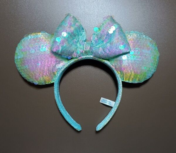 即日発送 ディズニー ミニー カチューシャ スパンコール シーブルー 無断転載禁止 キラキラ 水色