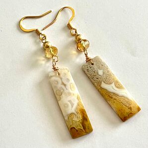 ピアス 天然石 ハンドメイド シンプル (クレイジーレースアゲート) 春夏