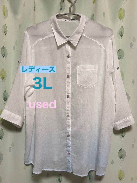 レディース 大きいサイズ ブラウス☆size 3L☆used シアーシャツ お値下げ♪