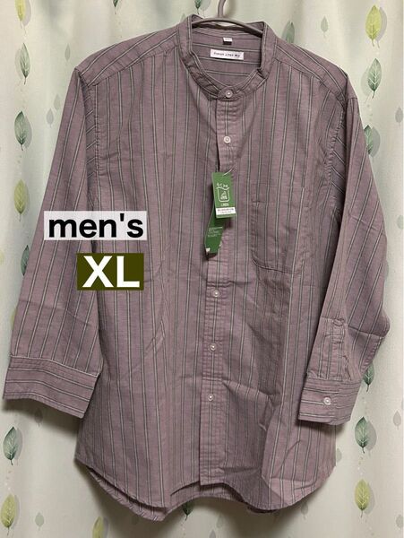 メンズ シャツ☆size XL☆新品 七分袖シャツ ストライプ柄