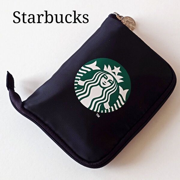 Starbucks スタバ スターバックス エコバッグ ブラック 折りたたみ 黒