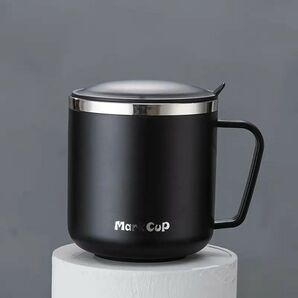 二重壁 ステンレス製 断熱 コーヒー マグカップ 蓋付き 400ml 温冷対応 ドリンク お洒落 シンプル485609
