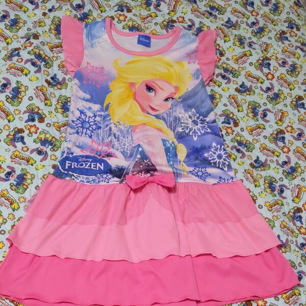 DISNEY FROZEN アナと雪の女王 エルサワンピース7歳+おまけTシャツつき★