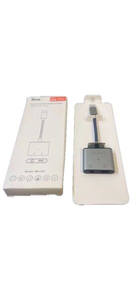 iPhone イヤホン変換アダプター 充電とイヤホンを同時使用可能(ただし、USB-Cタイプ)MH-333 シルバー