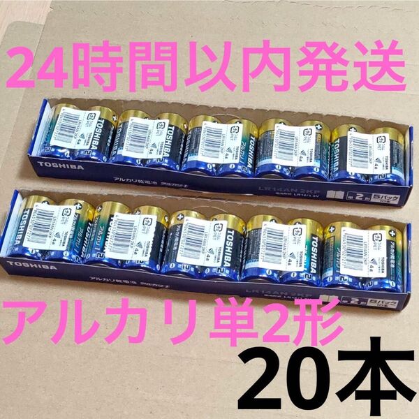 20本 東芝 単2形 アルカリ乾電池 単ニ形 TOSHIBA 単2電池
