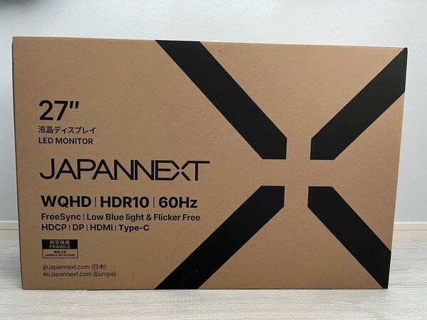 【新品未使用】JAPANNEXT 27インチ液晶ディスプレイ WQHD HDR10 60Hz