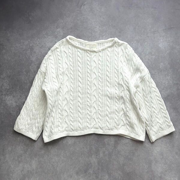 DEMYLEE デミリー ロンハーマン別注 ワイドケーブルニット コットン 長袖 白 短丈
