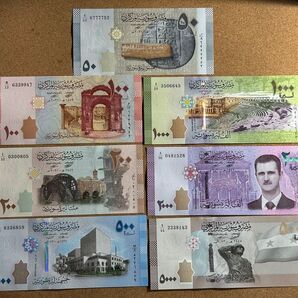 1-3 シリア紙幣セット バシャール・アサド政権時代 7枚 50〜5000ポンド