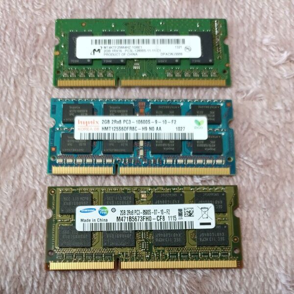 2GB 3種 PC3L-12800S PC3-10600S PC3-8500S