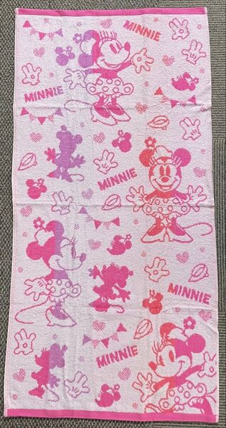 ディズニー ミニーちゃん ジャガード バスタオル ピンク