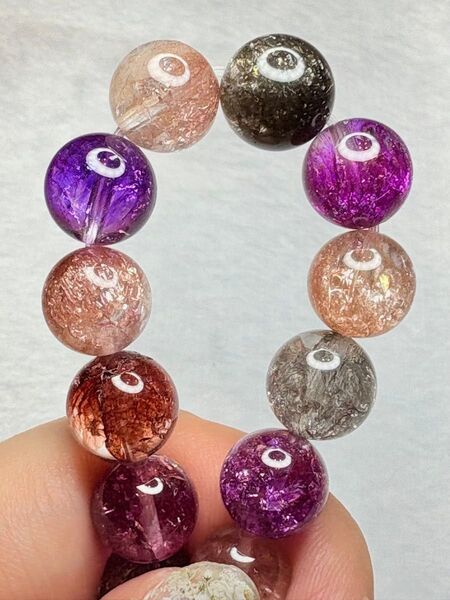 カラフルカラースーパーセブン 花火ルチルクォーツ 天然石 パワーストーン 5