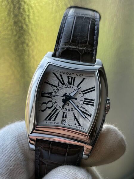 【良品】ベダ&カンパニー NO.3 GMT 388 シルバー 自動巻 メンズ腕時計