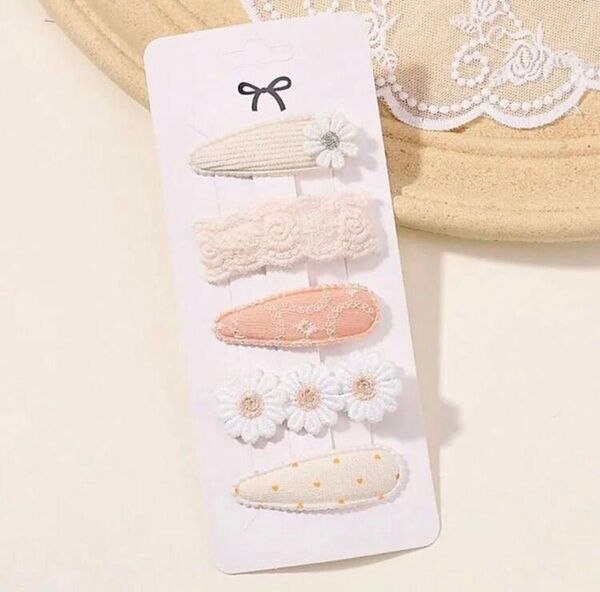 子ども用 ヘアピン ヘアクリップ 5個セット 結婚式 マンスリーフォト 100日祝い お宮参り 1歳 記念撮影 キッズ ベビー