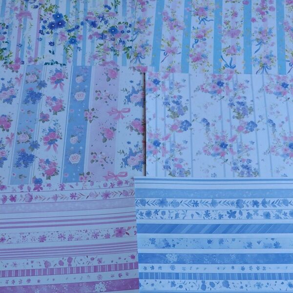 lien様 花柄デザインペーパーA4 3種類×各5枚ずつ 合計15枚 両面6デザイン おすそわけ①