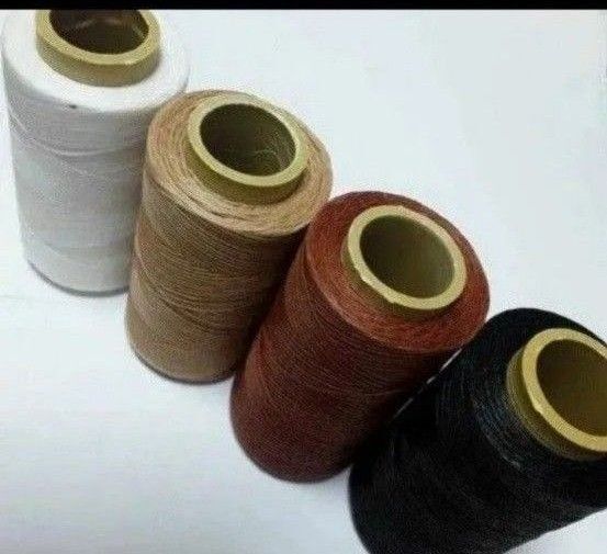 蝋引き糸 ホワイト オフホワイト 茶 黒 4色 セット レザークラフト
