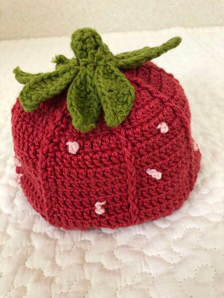 ハンドメイド ベビー いちご帽子