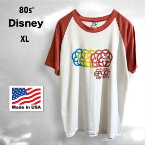 80s'前半タグ Disney ディズニー ラグラン袖 Tシャツ TEE XLサイズ ビンテージ 半袖