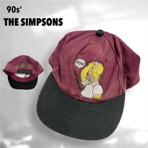 90s' ザ・シンプソンズ ビンテージ スナップバック ベースボール キャップ 6パネル ビンテージ キャラクター 帽子