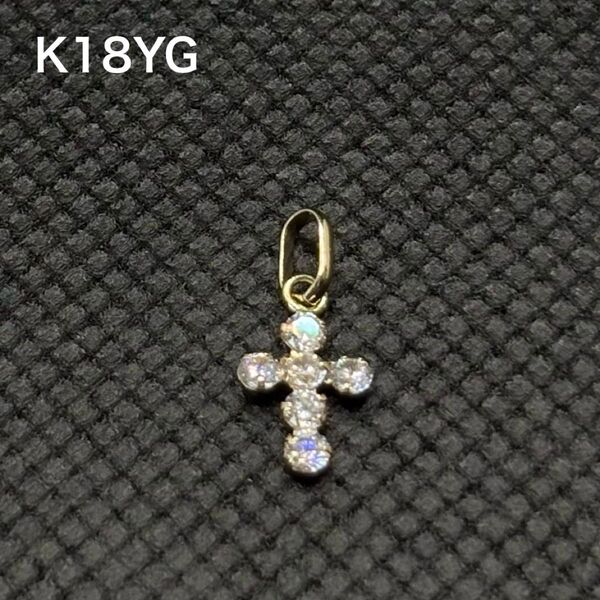 K18 十字架 クロス モチーフ ペンダント トップ 18金 イエローゴールド チャーム