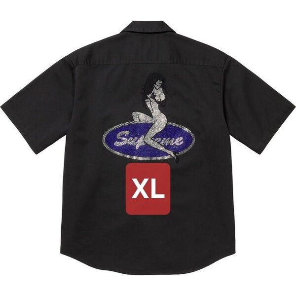 Supreme Rhinestone Pin Up S/S Work Shirt Black シュプリーム シャツ ブラック