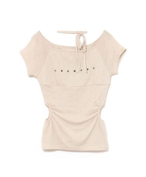 ANDMARY アンドマリー Mary logo ribbon tops ベージュ