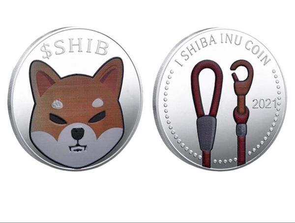 シバイヌコイン(シルバー色) 柴犬コイン(ドージコイン) 記念コイン 直径40mm 厚さ3mm SHIB Shibainucoin
