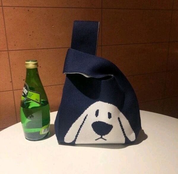 ニットバッグ トートバッグ ミニ 犬柄