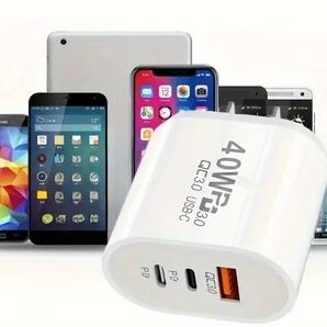 2025年 最新 40W PD アダプタ 急速充電器 全3ポート type-C USB-A PC iPhone アンドロイド