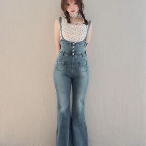 AND MARY Heart hip denim allinone