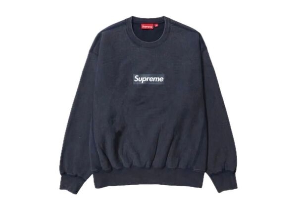 Supreme Washed Box Logo Crewneck "Navy"