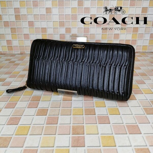 A35 COACH コーチ レザー ラウンドファスナー 長財布