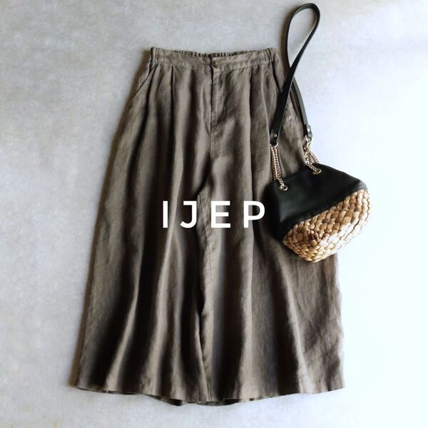 ijep リネン100% ガウチョパンツ ワイドパンツ パラスパレス イジェップ カーキ