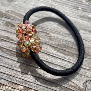 ⑪チェコガラスヘアゴム(ミシシッピグリーン)