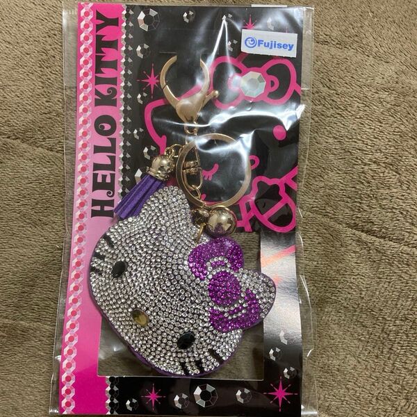 ハローキティ グッズ キラキラレザーキーホルダー PU