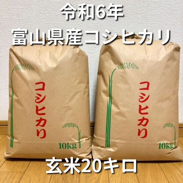 令和6年 富山県産 コシヒカリ 玄米 20キロ 新米 数量限定出品 送料込み お米