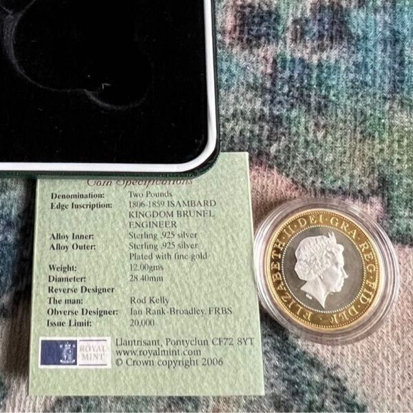 2006年 イギリス 2ポンド銀貨(金メッキ)