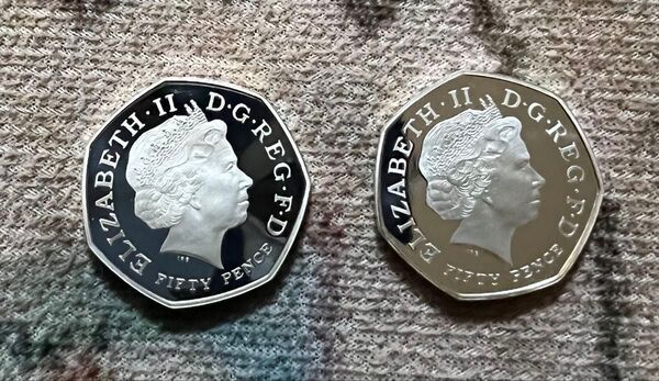 2011年 イギリス建国50周年記念銀貨(WWFテーマ)50ぺンス直径約27.3mm(2枚)